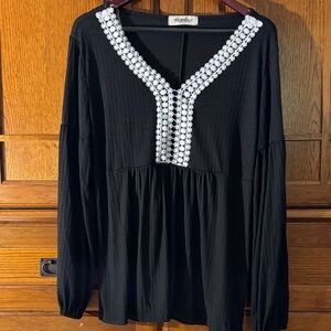 EUC Haptics by Holly Harper Babydoll top with lace neckline size medium